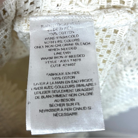 Joie Rafael Boho Cream Fringe Crochet Short Sleeve Top Size Small - Picture 7 of 7